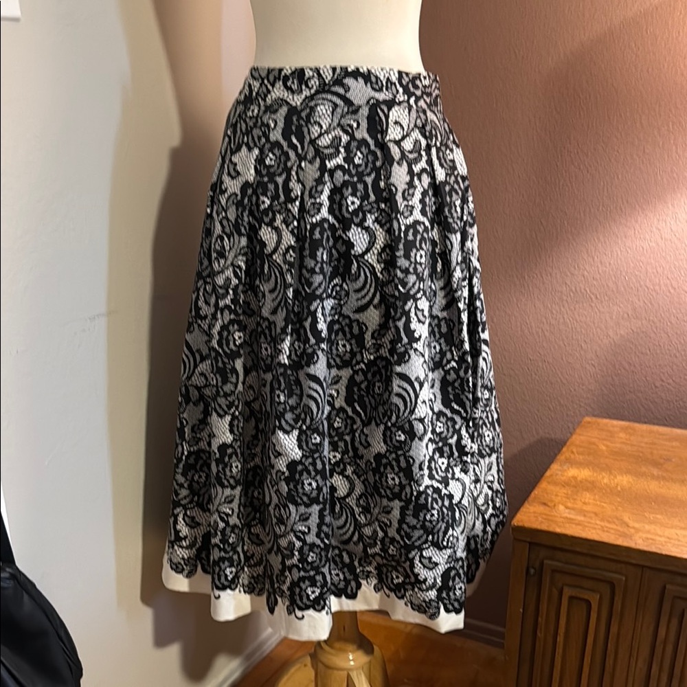 White House Black Market Embellished A-Line Midi Skirt